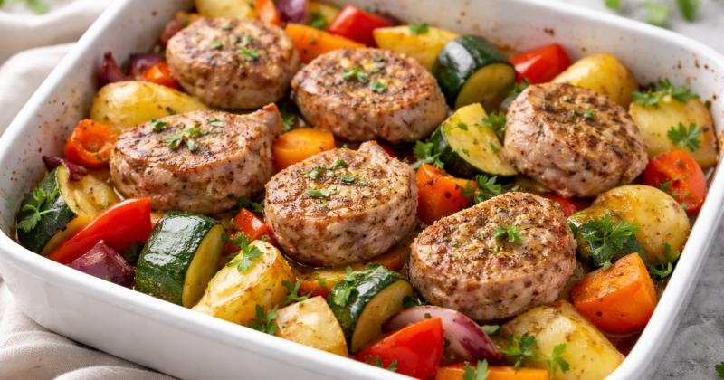 Lehký oběd bez hromady oleje: Vyzkoušejte vepřové medailonky pečené přímo se zeleninou