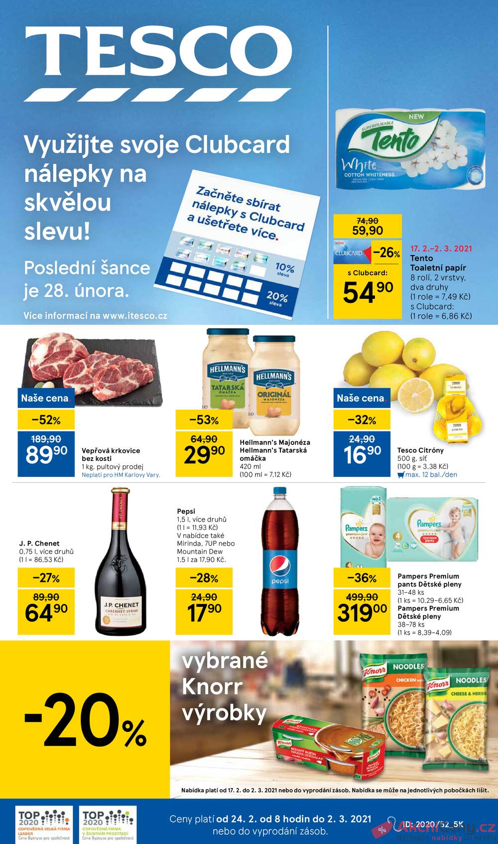 Leták Tesco - Tesco malé hypermarkety od 24.2. do 2.3.2021 - strana 1 Leták Tesco - Tesco malé hypermarkety od 24.2. do 2.3.2021 - strana 1