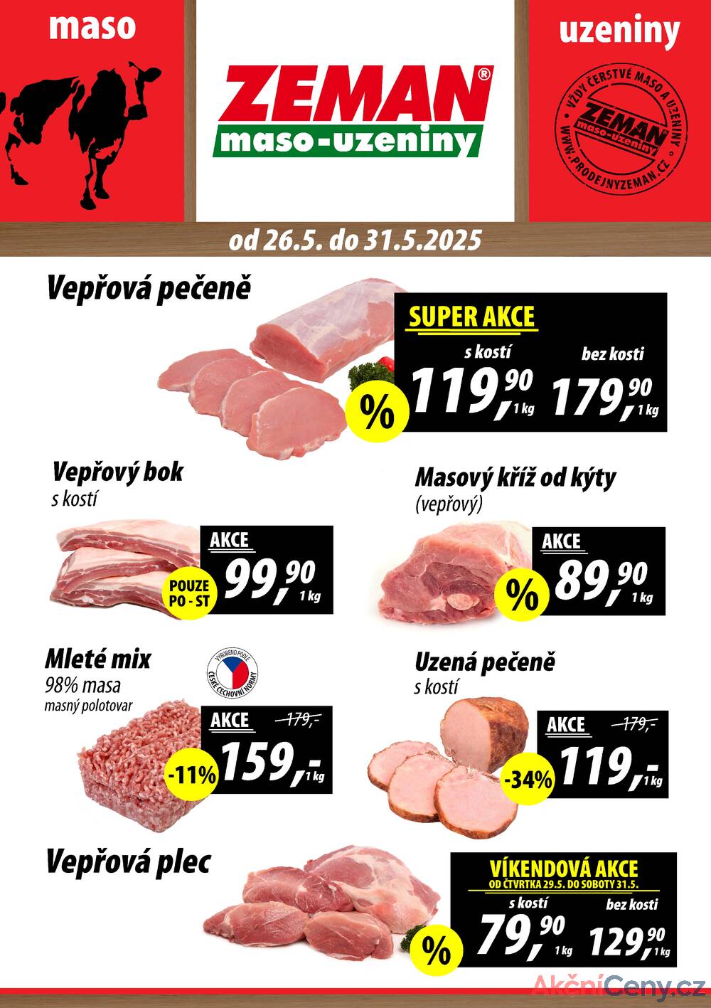 Leták ZEMAN maso-uzeniny - ZEMAN maso-uzeniny akční leták pro vybrané prodejny první skupiny od 26.5. do 31.5.2025 - strana 1