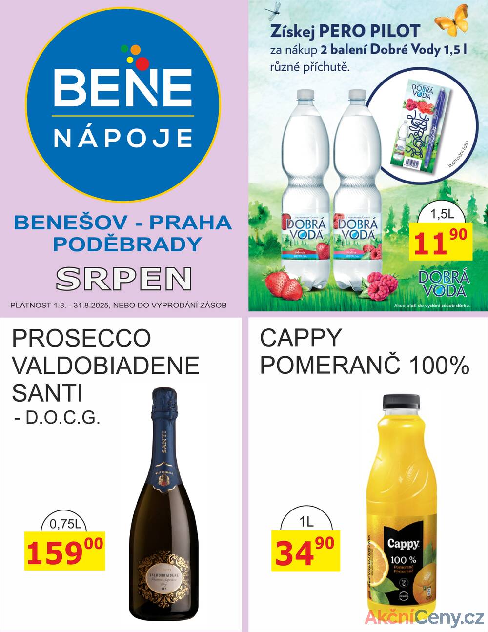 Leták BENE NÁPOJE - BENE Nápoje od 1.8. do 31.8.2025 - strana 1 Leták BENE NÁPOJE - BENE Nápoje od 1.8. do 31.8.2025 - strana 1