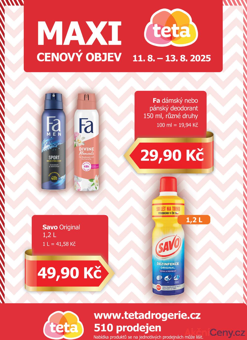 Leták Teta drogerie - Teta drogerie Maxi cenový objev od 11.8. do 13.8.2025 - strana 1