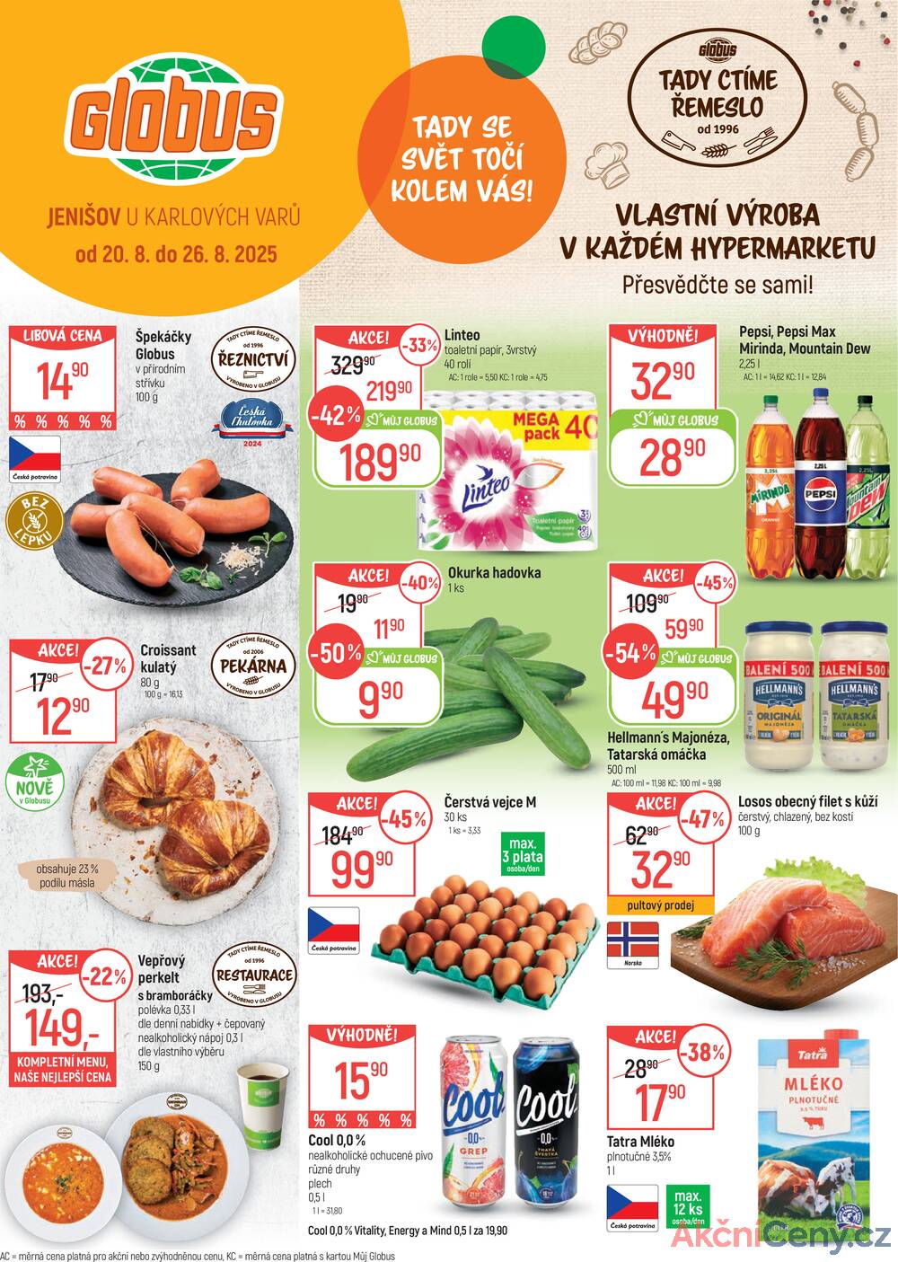Leták Globus - Akční leták Globus 20.8. - 26.8.2025 - Globus Jenišov u Karlových Varů - strana 1