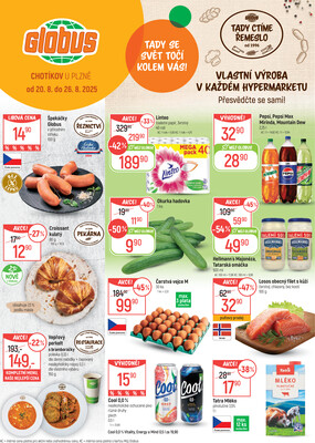 Leták Akční leták Globus 20.8. - 26.8.2025 - Globus Chotíkov u Plzně