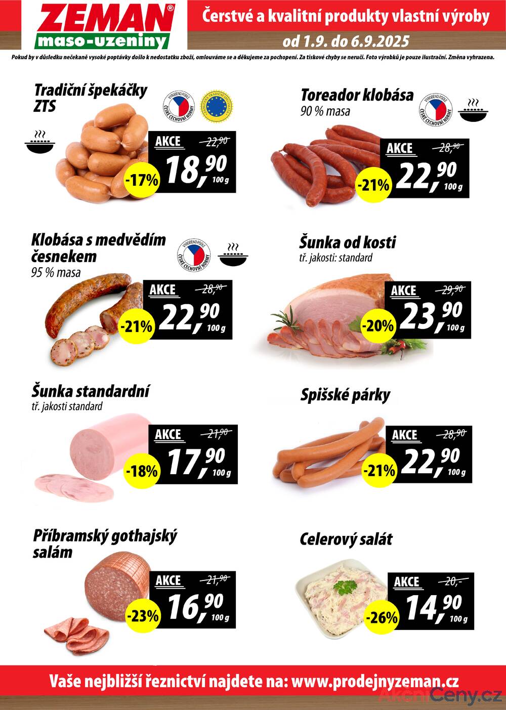 Leták ZEMAN maso-uzeniny - ZEMAN maso-uzeniny akční leták pro vybrané prodejny první skupiny od 1.9. do 6.9.2025 - strana 2 Leták ZEMAN maso-uzeniny - ZEMAN maso-uzeniny akční leták pro vybrané prodejny první skupiny od 1.9. do 6.9.2025 - strana 2