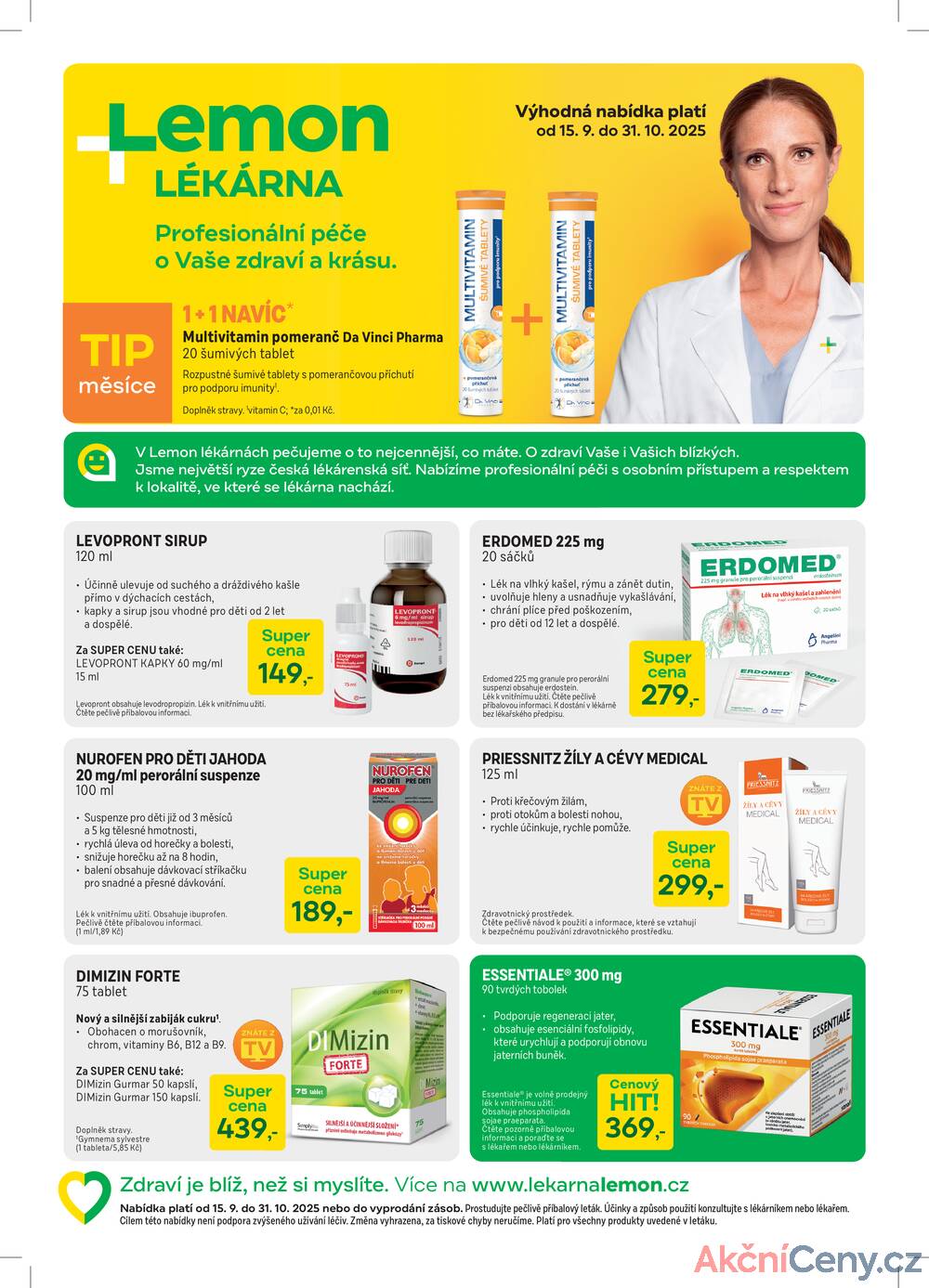 Leták Lékárna LEMON - Lékárna LEMON od 15.9. do 31.10.2025 - strana 1