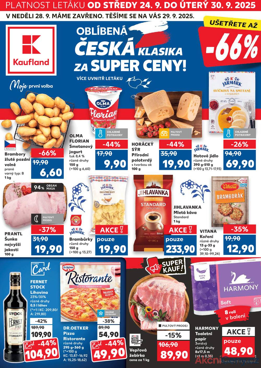 Leták Kaufland - Kaufland 24.9. - 30.9. - Kaufland Praha-Barrandov - strana 1
