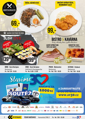 JIP Cash & Carry České Budějovice, Most, Náchod, Polička, Sušice a Svoboda nad Úpou od 1.10. do 7.10.2025