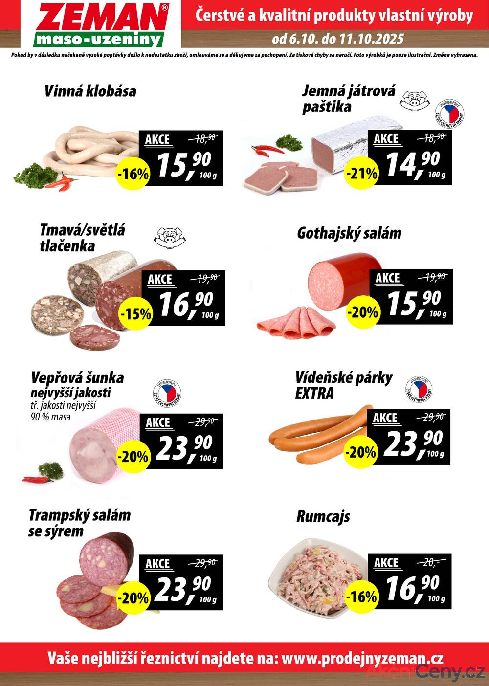 Leták ZEMAN maso-uzeniny - ZEMAN maso-uzeniny akční leták pro vybrané prodejny druhé skupiny od 6.10. do 11.10.2025 - strana 2