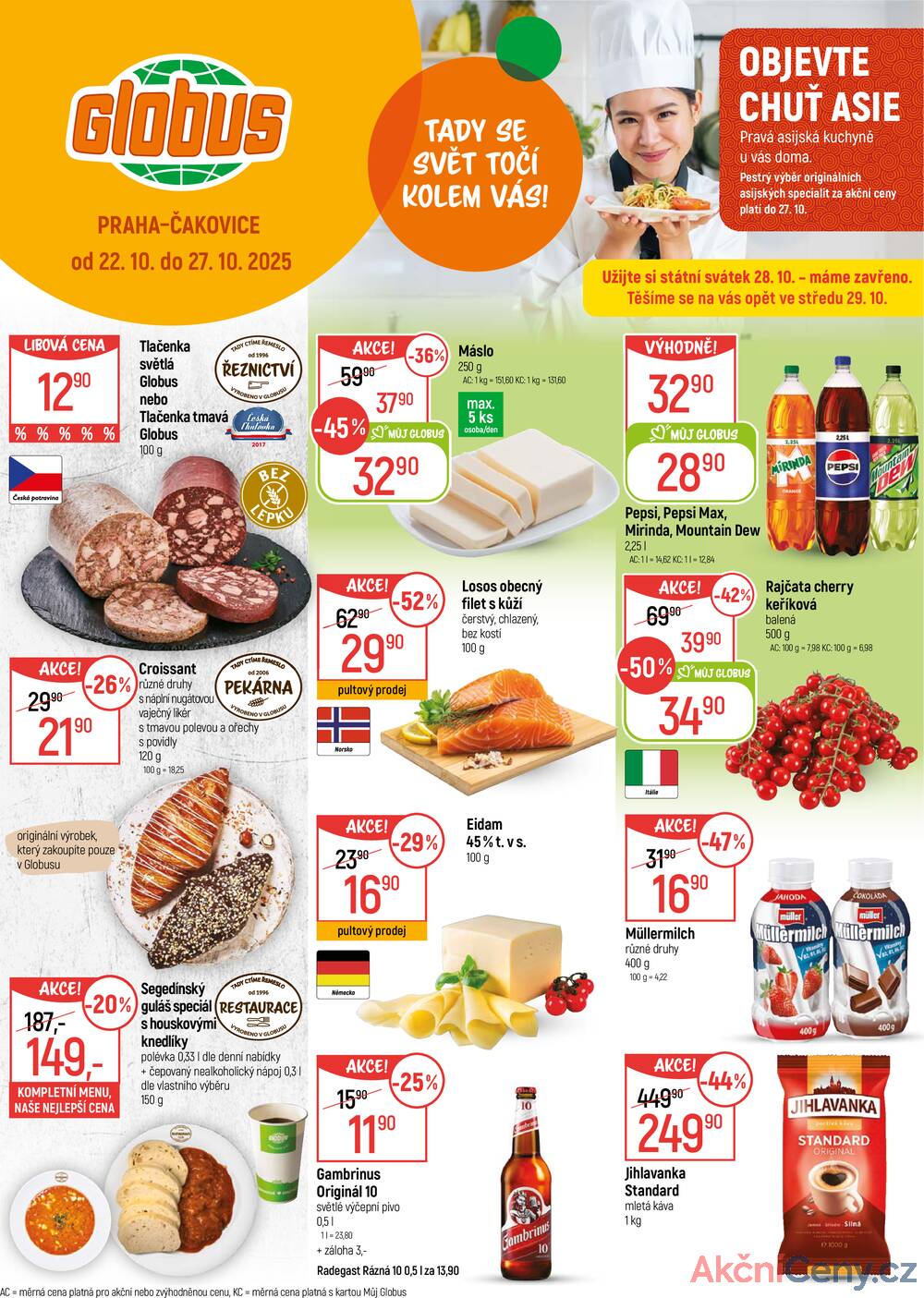 Leták Globus - Akční leták Globus 22.10. - 27.10.2025 - Globus Praha - Čakovice - strana 1