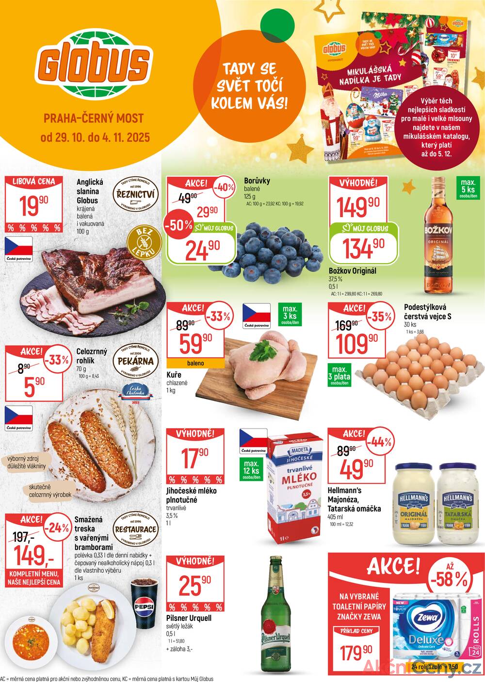 Leták Globus - Akční leták Globus 29.10. - 4.11.2025 - Globus Praha - Centrum Černý Most - strana 1