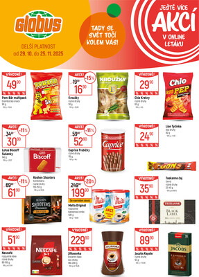 Akční leták Globus 29.10. - 4.11.2025 - Globus Praha - Zličín