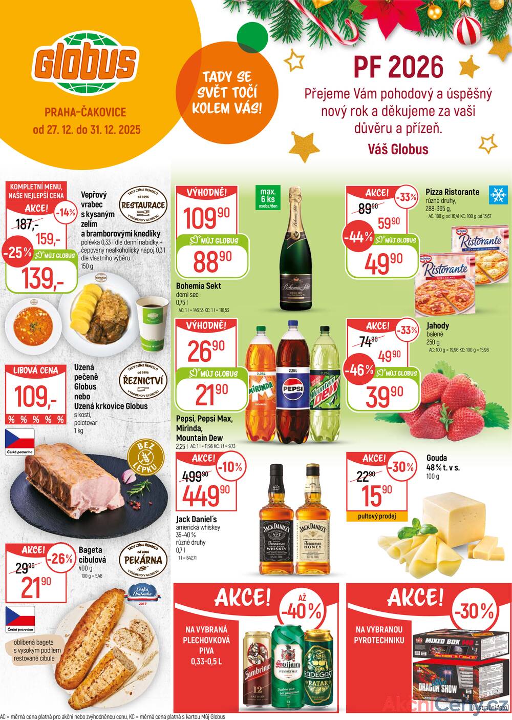 Leták Globus - Akční leták Globus 27.12. - 31.12.2025 - Globus Praha - Čakovice - strana 1
