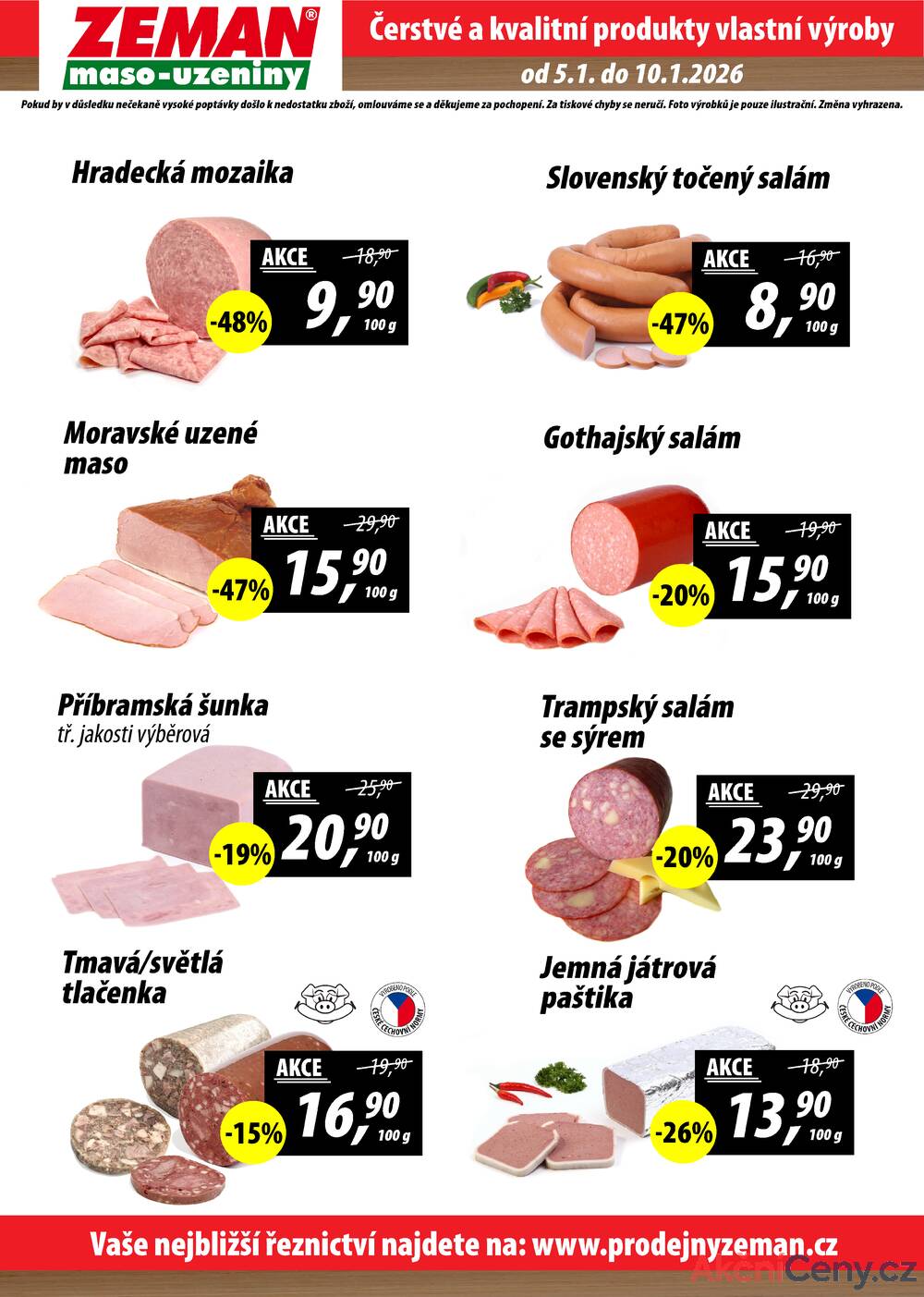 Leták ZEMAN maso-uzeniny - ZEMAN maso-uzeniny akční leták pro vybrané prodejny první skupiny od 5.1. do 10.1.2026 - strana 2