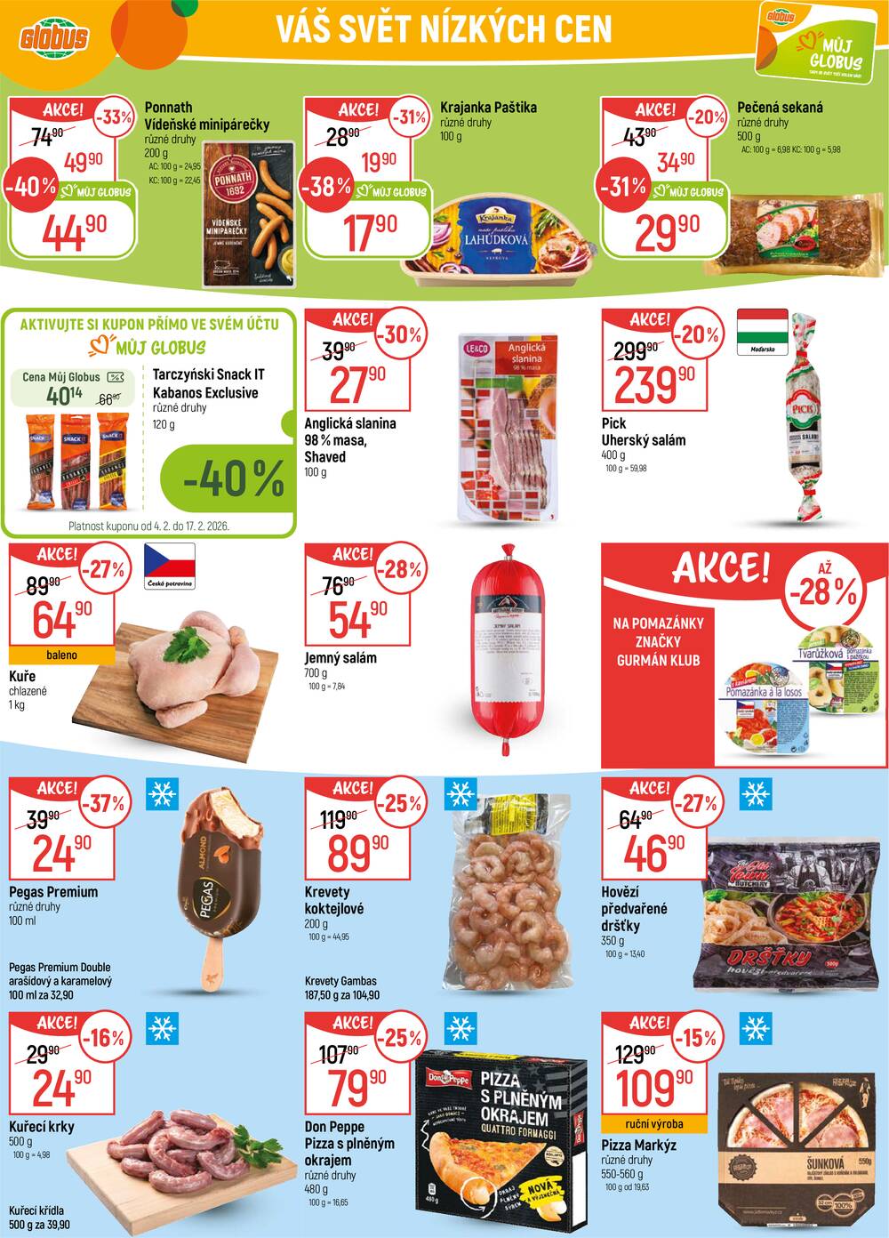 Akční leták Globus 4.2. - 10.2.2026 - Globus Praha - Zličín