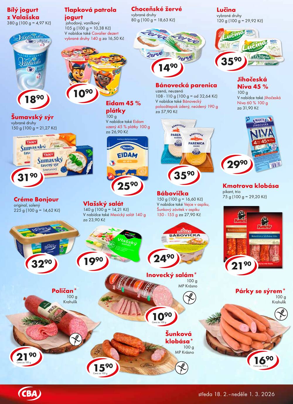 CBA potraviny od 18.2. do 1.3.2026