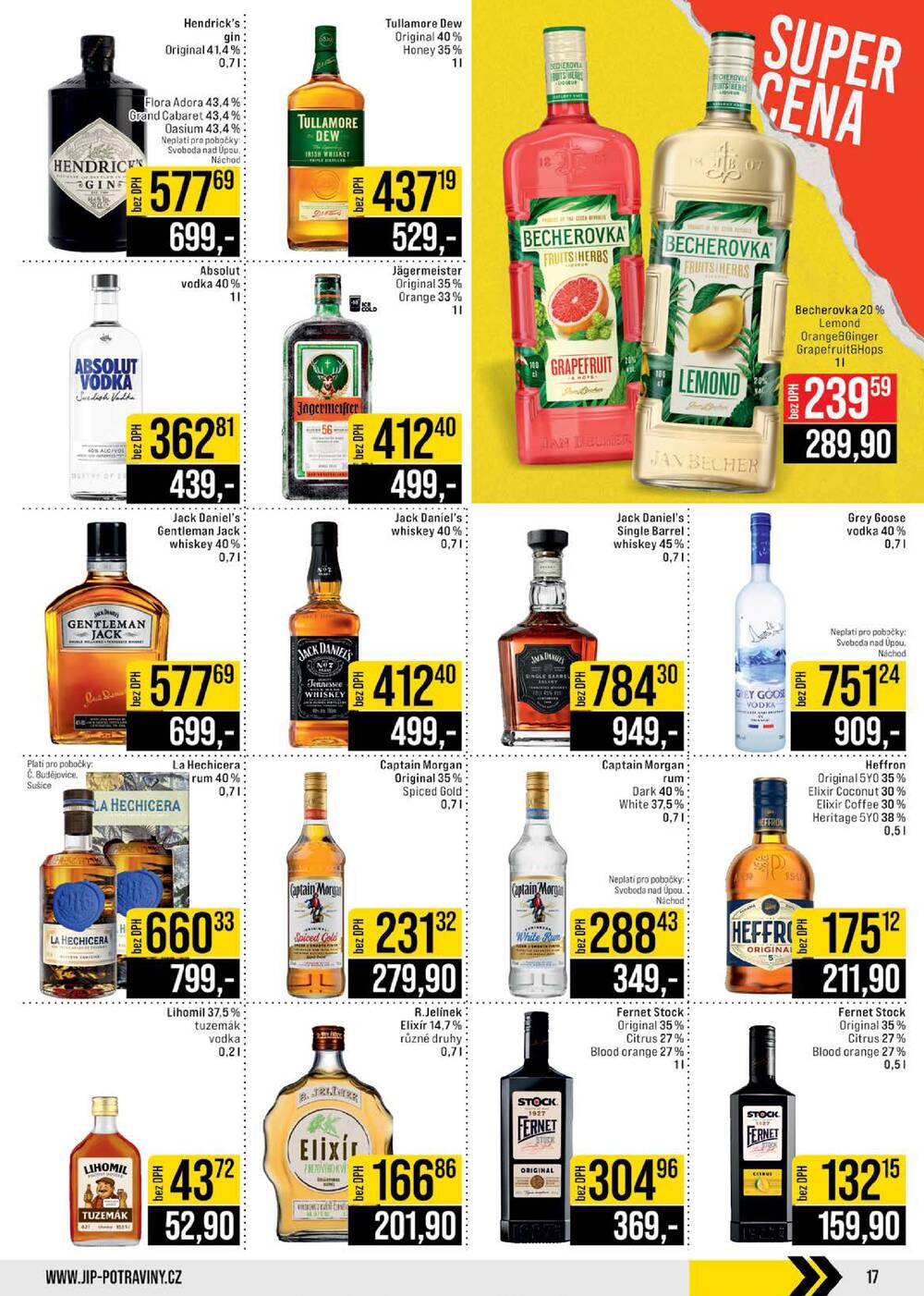 JIP Cash & Carry České Budějovice, Most, Náchod, Polička, Sušice a Svoboda nad Úpou od 18.2. do 24.2.2026