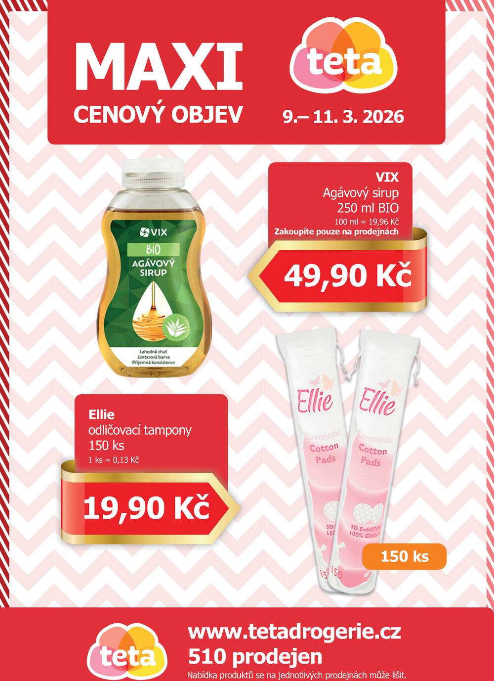 Leták Teta drogerie - Teta drogerie Maxi cenový objev od 9.3. do 11.3.2026 - strana 1