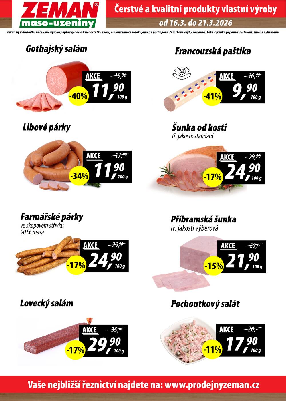 Leták ZEMAN maso-uzeniny - ZEMAN maso-uzeniny akční leták pro vybrané prodejny druhé skupiny od 16.3. do 21.3.2026 - strana 2