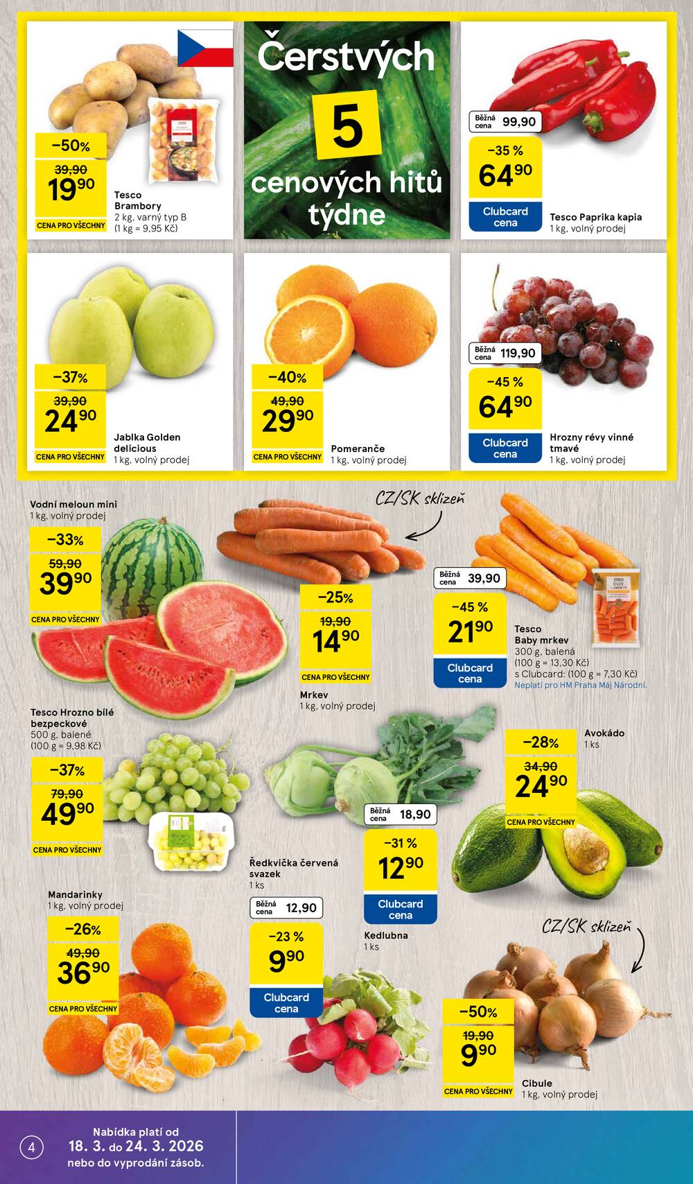 Tesco malé hypermarkety od 18.3. do 24.3.2026