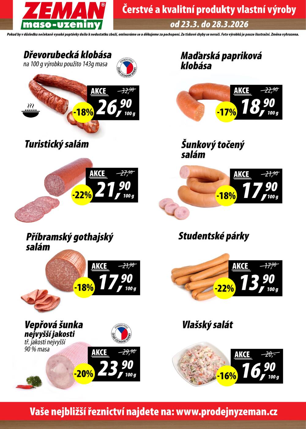 Leták ZEMAN maso-uzeniny - ZEMAN maso-uzeniny akční leták pro vybrané prodejny první skupiny od 23.3. do 28.3.2026 - strana 2