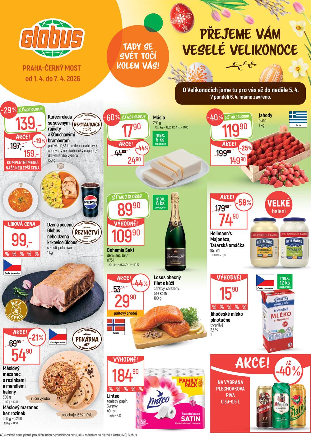 Akční leták Globus 1.4. - 7.4.2026 - Globus Praha - Centrum Černý Most