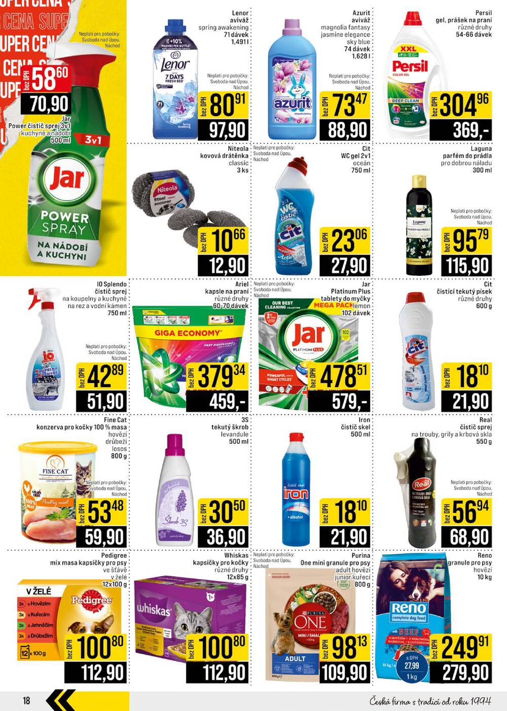 JIP Cash & Carry České Budějovice, Most, Náchod, Polička, Sušice a Svoboda nad Úpou od 1.4. do 7.4.2026