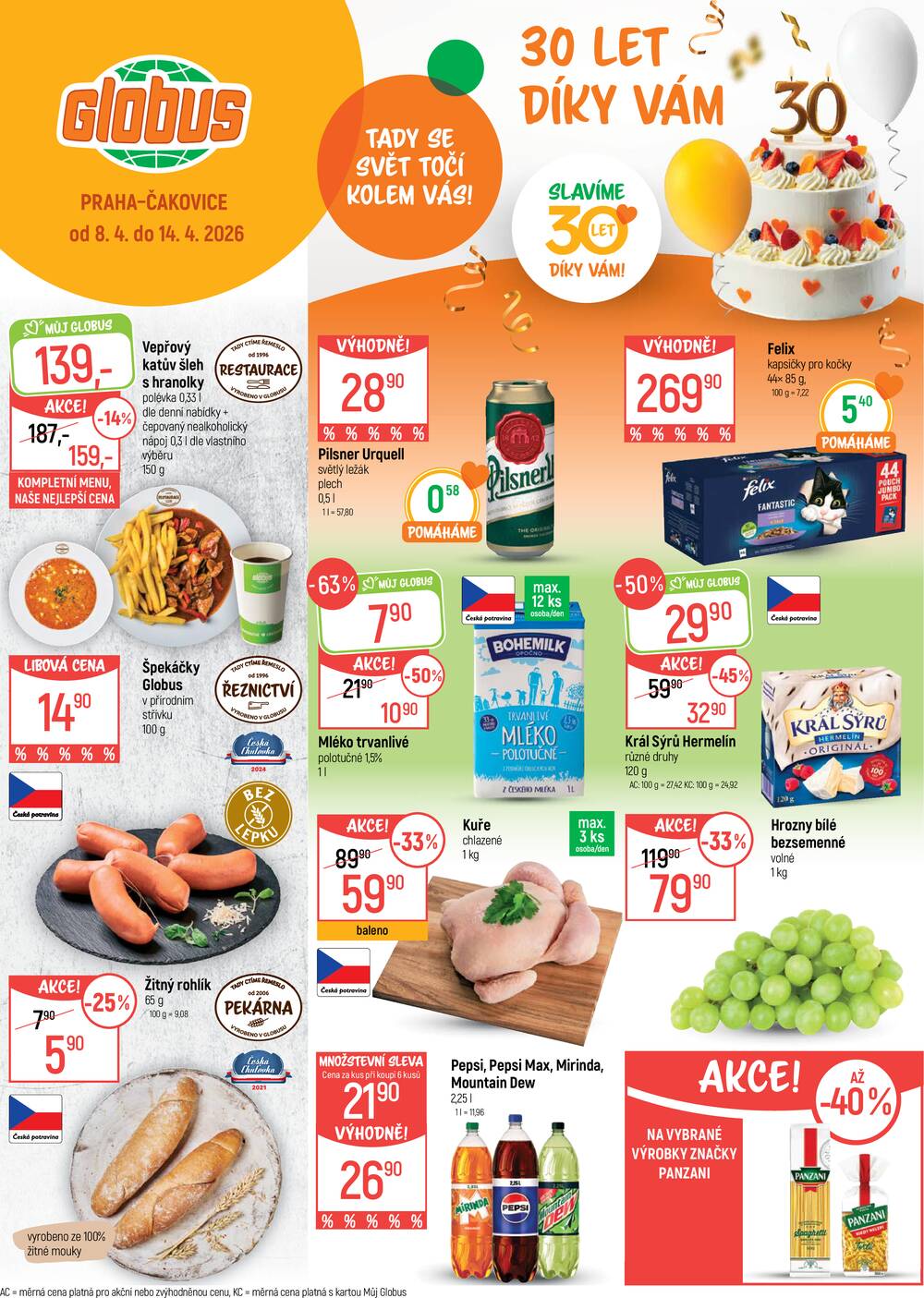 Leták Globus - Akční leták Globus 8.4. - 14.4.2026 - Globus Praha - Čakovice - strana 1
