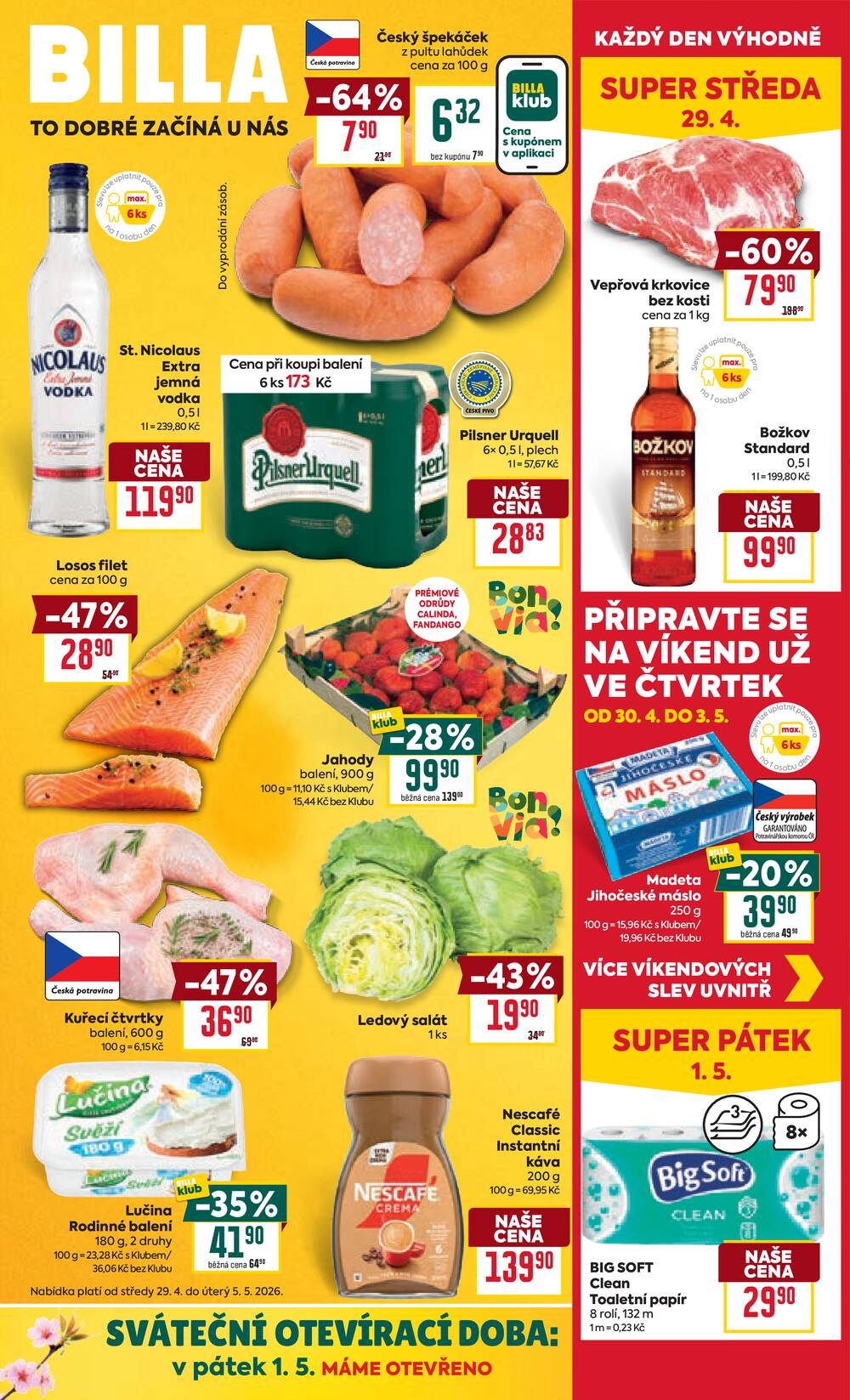 BILLA od 29.4. do 5.5.2026