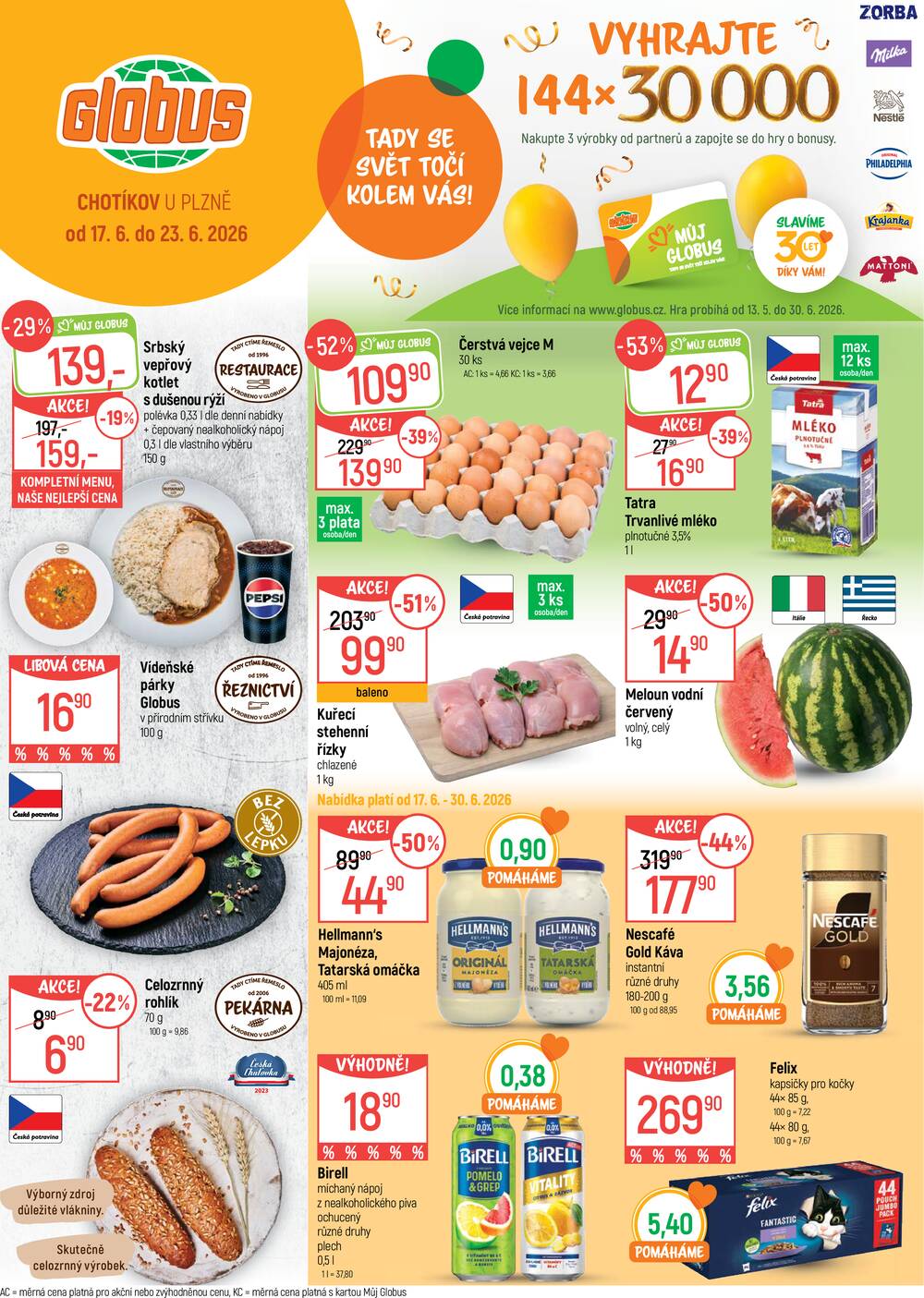 Akční leták Globus 17.6. - 23.6.2026 - Globus Chotíkov u Plzně