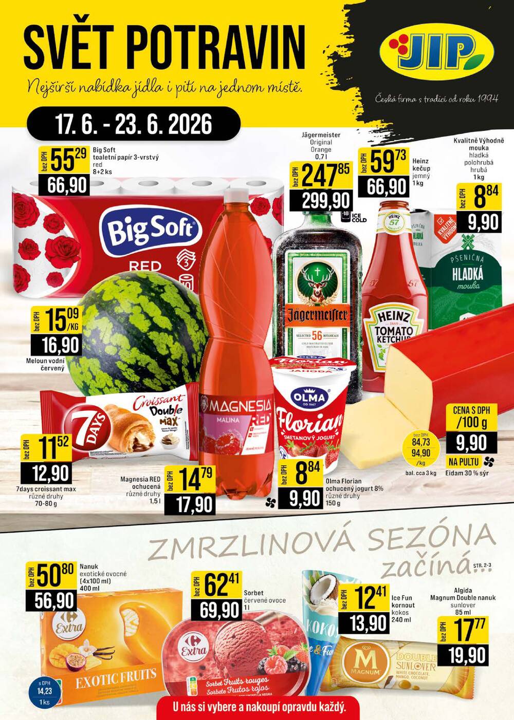 JIP Cash & Carry Brno, Praha, Ostrava, Jilemnice, Pardubice, Ostrava, Karlovy Vary, Olomouc a Zlín od 17.6. do 23.6.2026