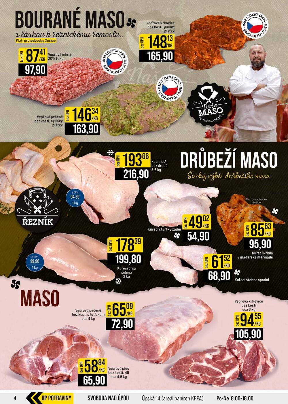 JIP Cash & Carry České Budějovice, Most, Náchod, Polička, Sušice a Svoboda nad Úpou od 15.7. do 21.7.2026