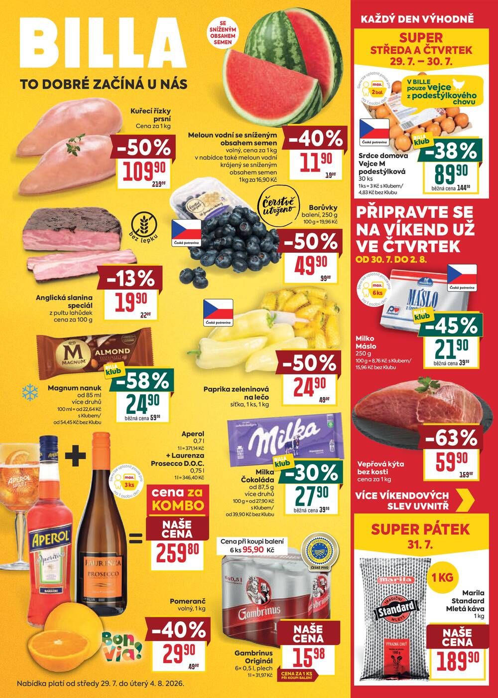 BILLA malý leták od 29.7. do 4.8.2026