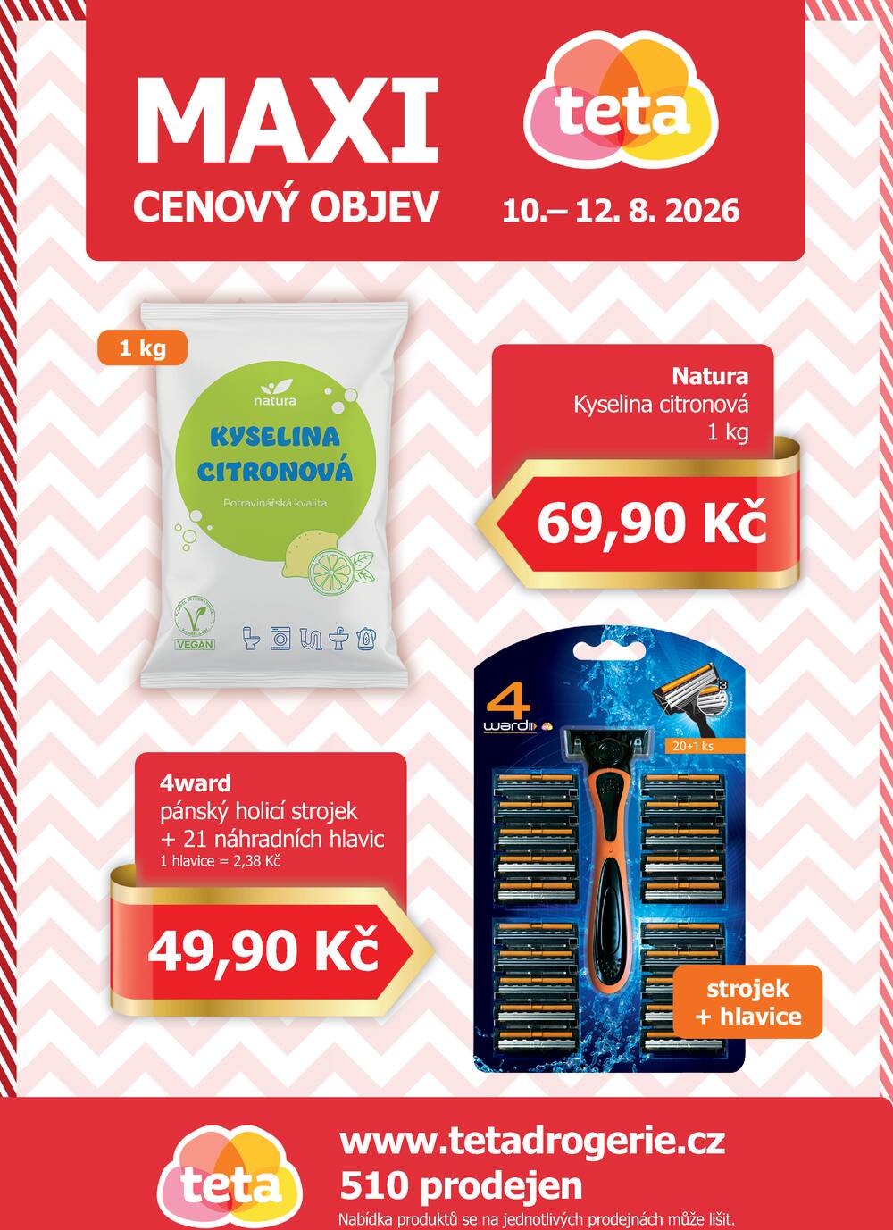 Leták Teta drogerie - Teta drogerie Maxi cenový objev od 10.8. do 12.8.2026 - strana 1 Leták Teta drogerie - Teta drogerie Maxi cenový objev od 10.8. do 12.8.2026 - strana 1