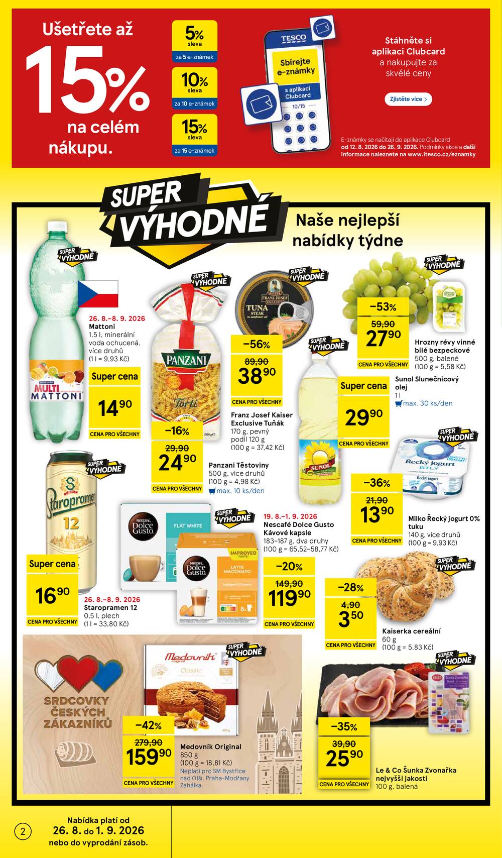 Leták Tesco - Tesco supermarkety od 26.8. do 1.9.2026 - strana 2 Leták Tesco - Tesco supermarkety od 26.8. do 1.9.2026 - strana 2