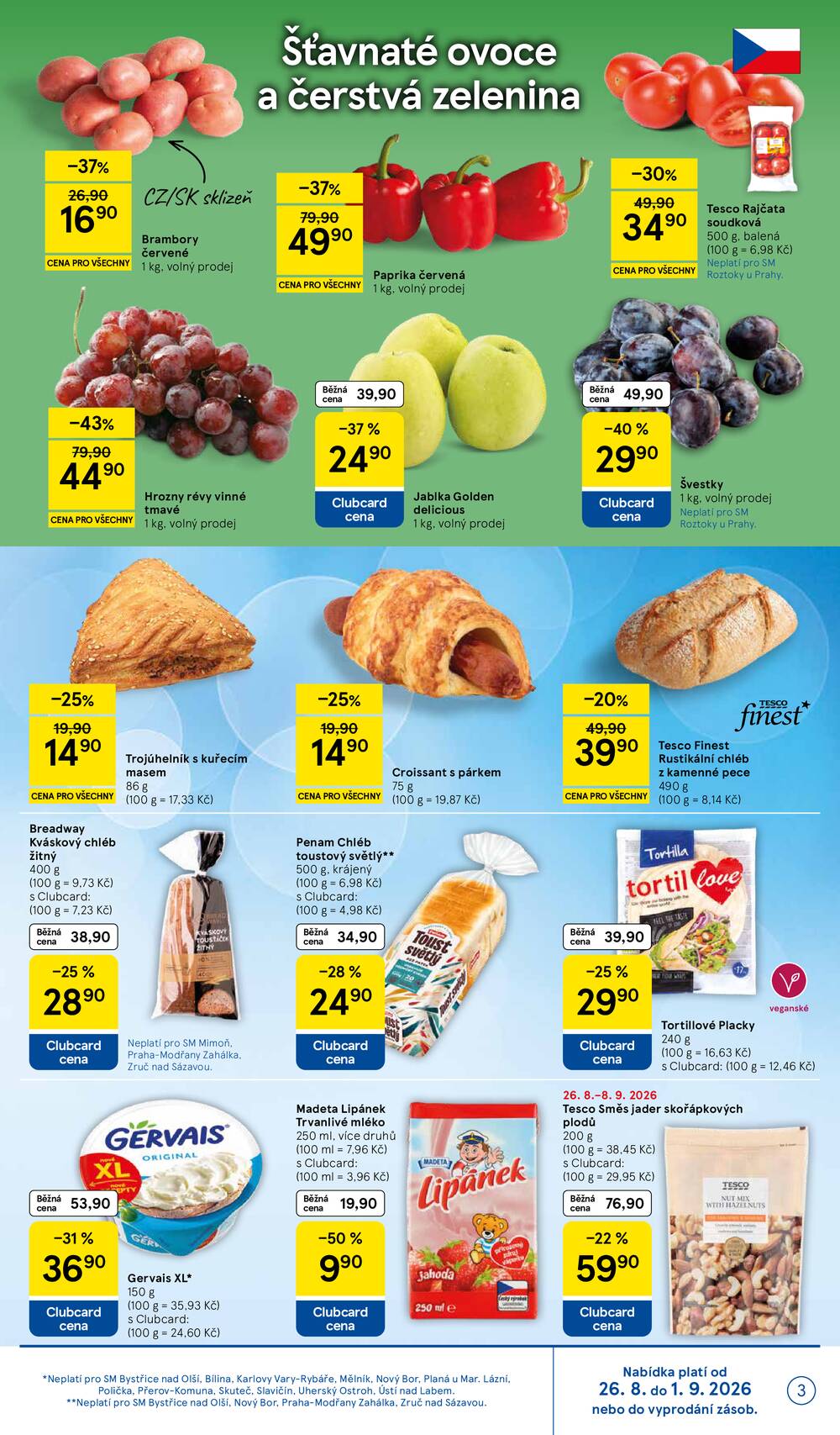 Tesco supermarkety od 26.8. do 1.9.2026