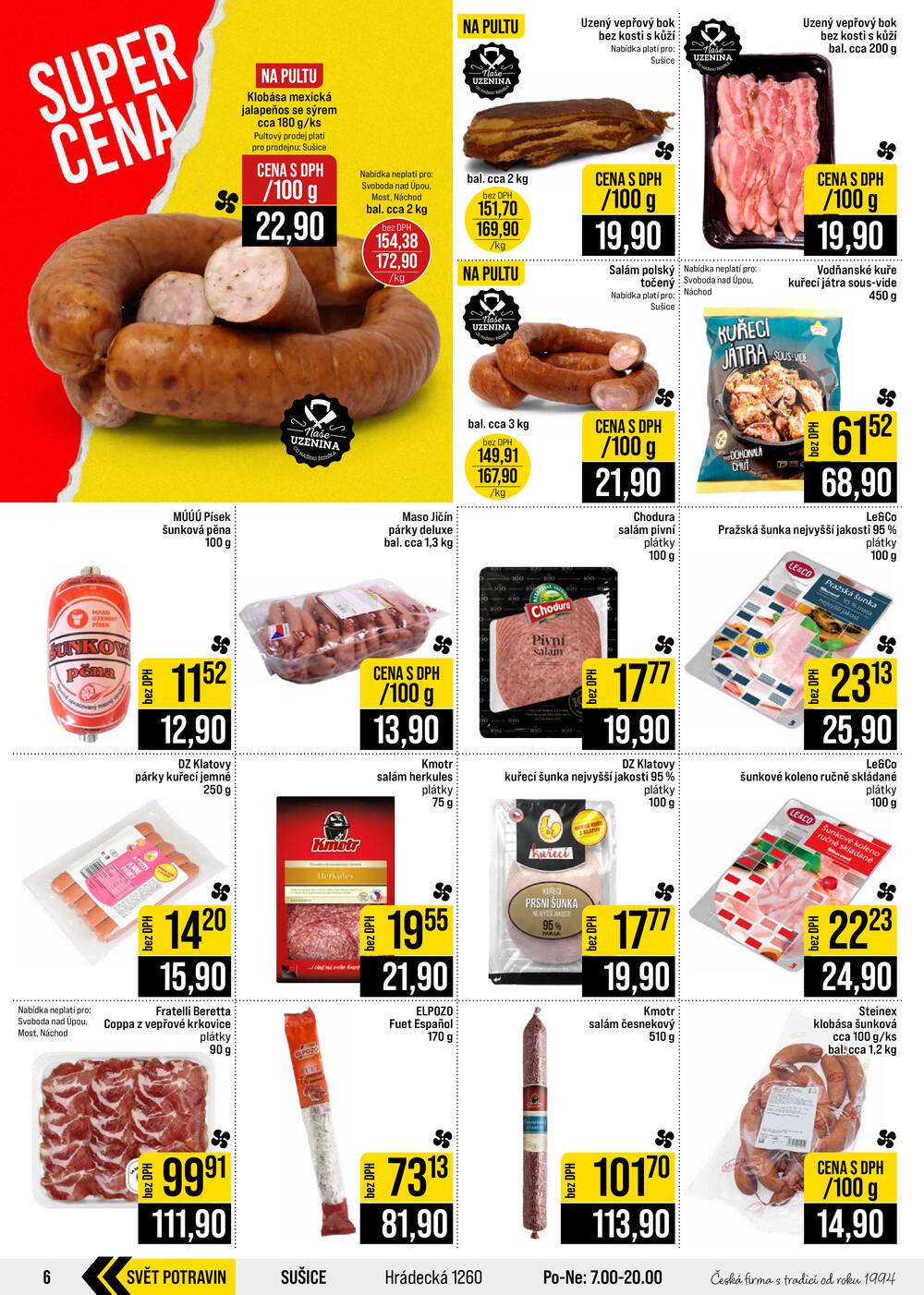 JIP Cash & Carry České Budějovice, Most, Náchod, Polička, Sušice a Svoboda nad Úpou od 2.9. do 8.9.2026