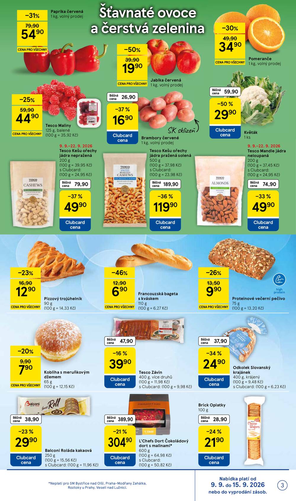 Tesco supermarkety od 9.9. do 15.9.2026