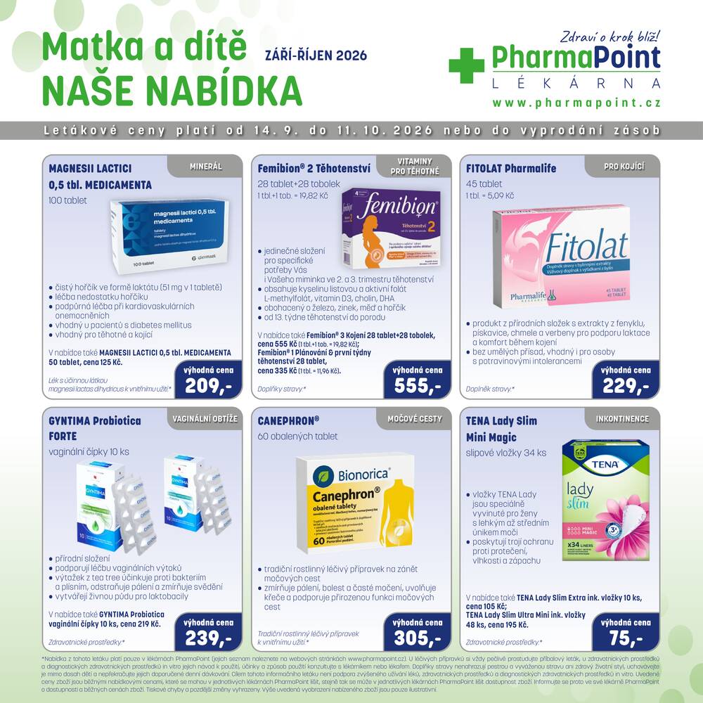 Leták PharmaPoint  - Pharma Point Matka a dítě od 1.9. do 31.10.2026 - strana 2