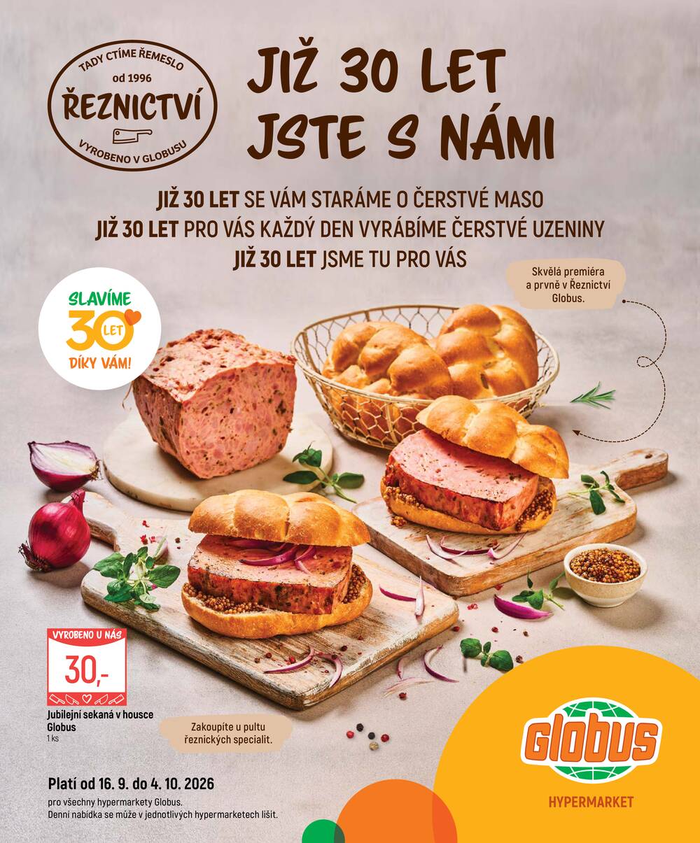 Akční leták Globus 16.9. - 4.10.2026 - Globus Chomutov