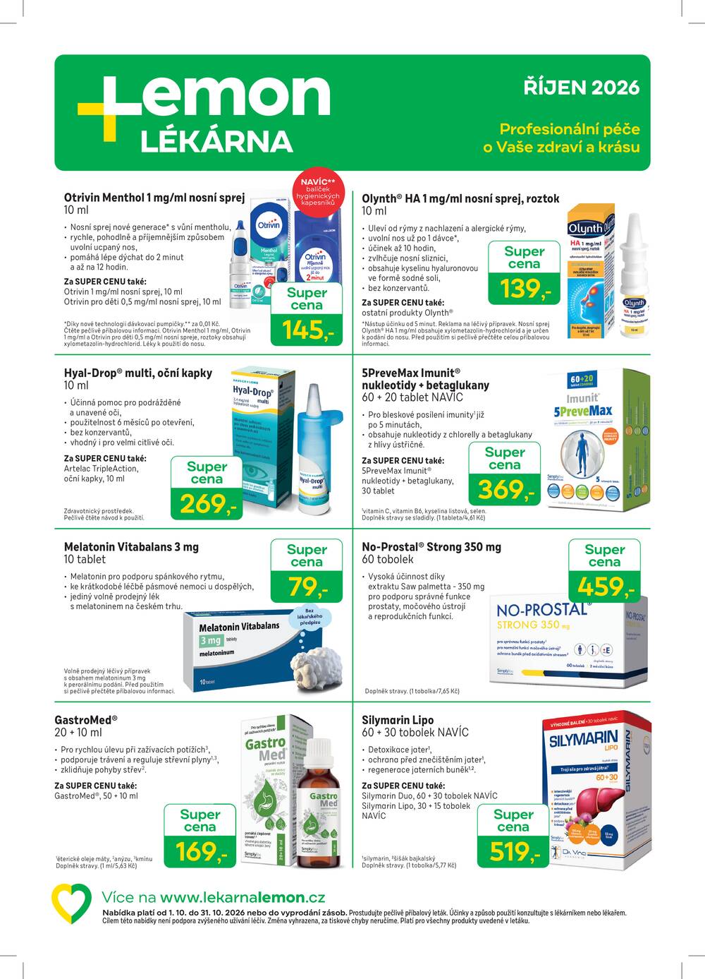 Leták Lékárna LEMON - Lékárna LEMON od 1.10. do 31.10.2026 - strana 8