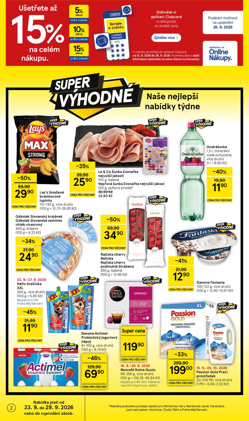 Leták Tesco - Tesco hypermarkety od 23.9. do 29.9.2026 - strana 2 Leták Tesco - Tesco hypermarkety od 23.9. do 29.9.2026 - strana 2