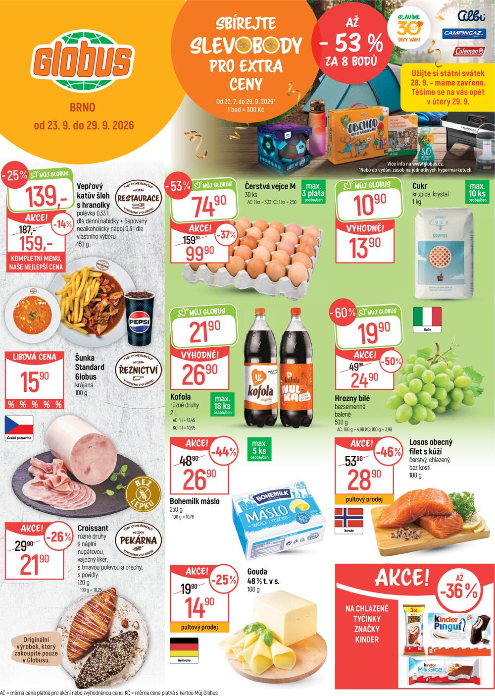 Leták Globus - Akční leták Globus 23.9. - 29.9.2026 - Globus Brno Ivanovice - strana 1