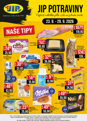 JIP Cash & Carry České Budějovice, Most, Náchod, Polička, Sušice a Svoboda nad Úpou od 23.9. do 29.9.2026