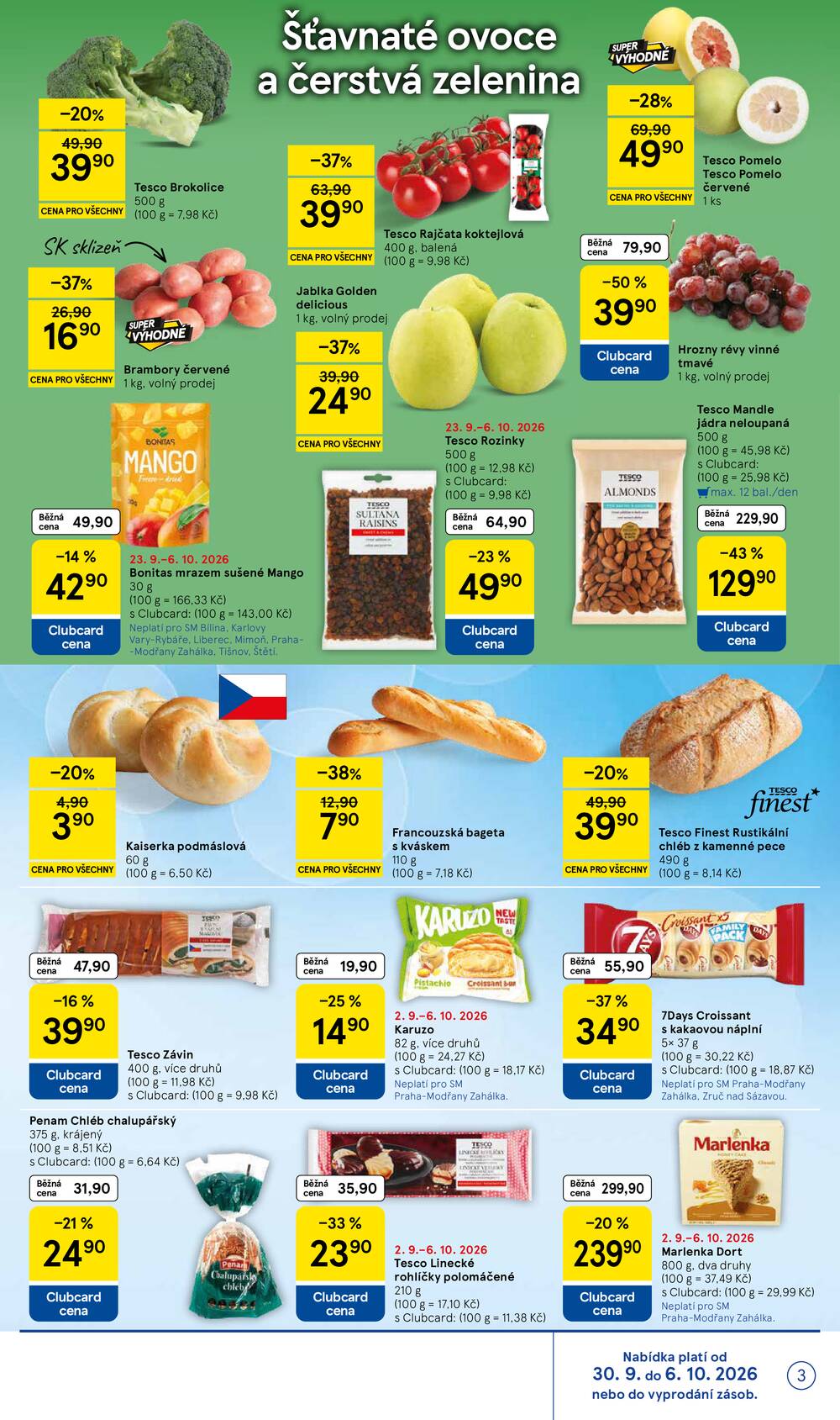 Tesco supermarkety od 30.9. do 6.10.2026