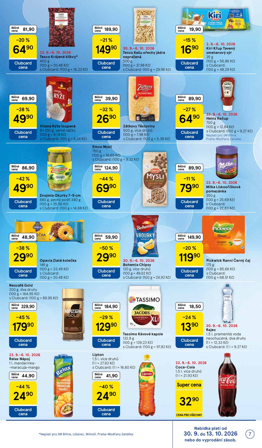 Tesco supermarkety od 30.9. do 6.10.2026