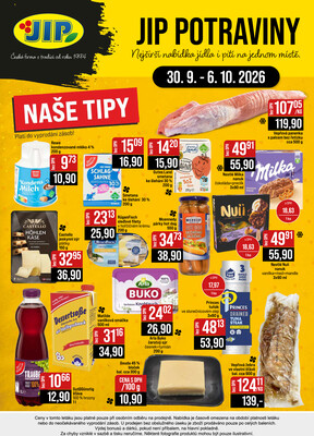 JIP Cash & Carry České Budějovice, Most, Náchod, Polička, Sušice a Svoboda nad Úpou od 30.9. do 6.10.2026