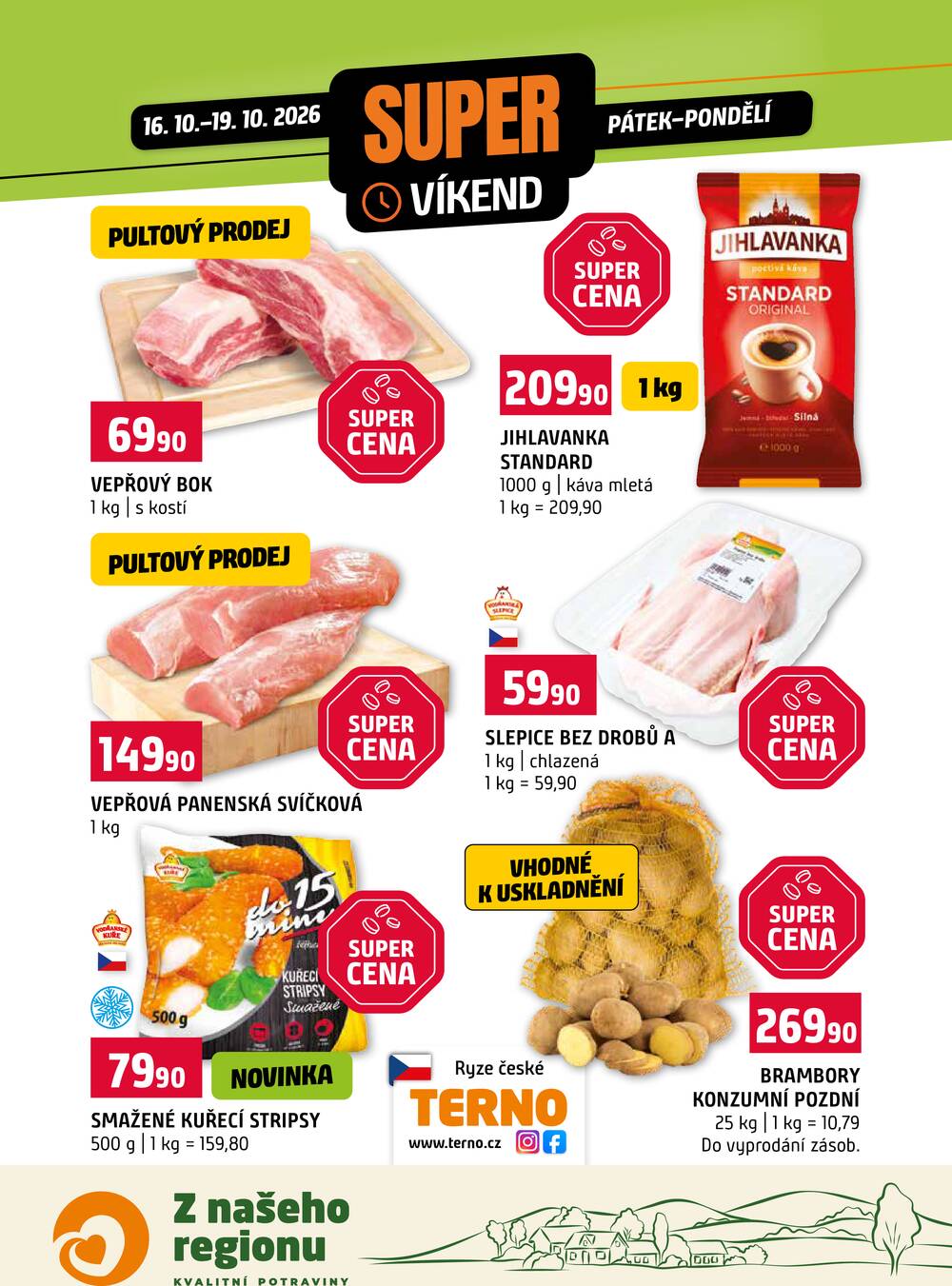 Leták Terno - Terno Víkendová akce od 16.10. do 19.10.2026 - strana 1 Leták Terno - Terno Víkendová akce od 16.10. do 19.10.2026 - strana 1