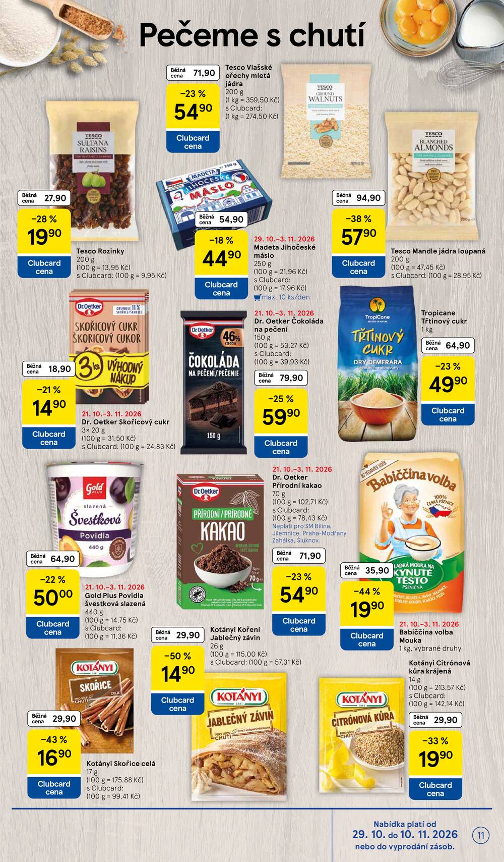 Tesco supermarkety od 29.10. do 3.11.2026