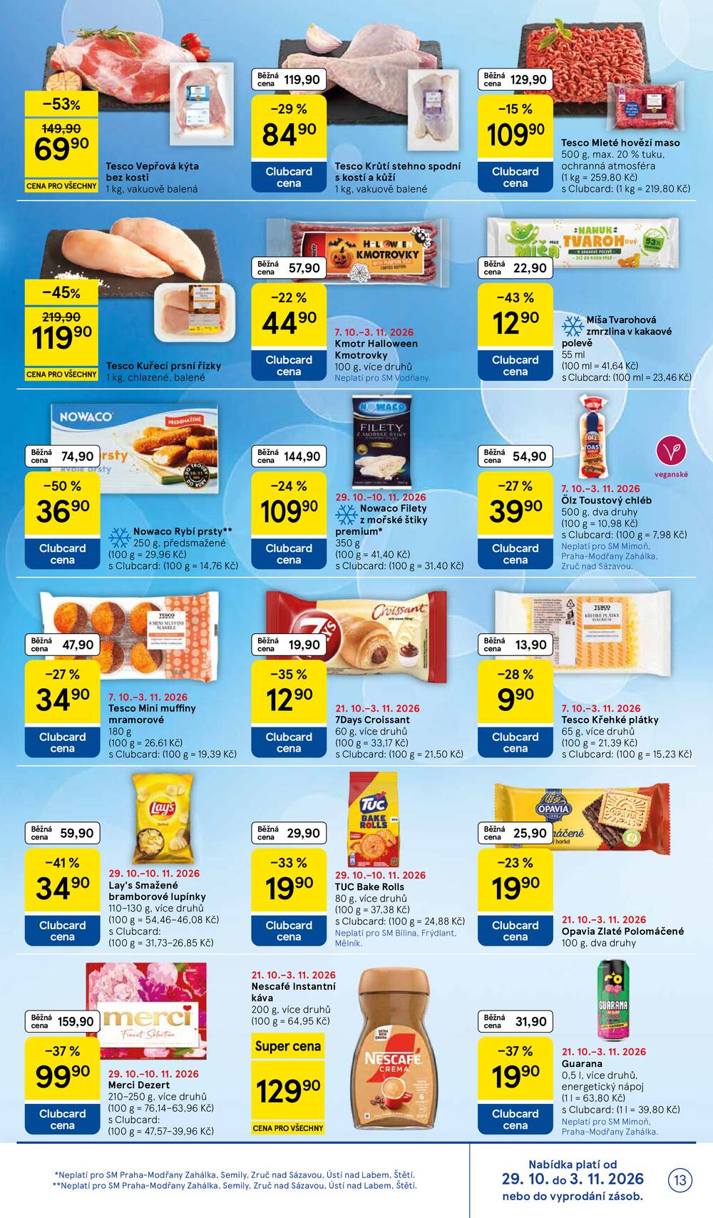 Tesco supermarkety od 29.10. do 3.11.2026