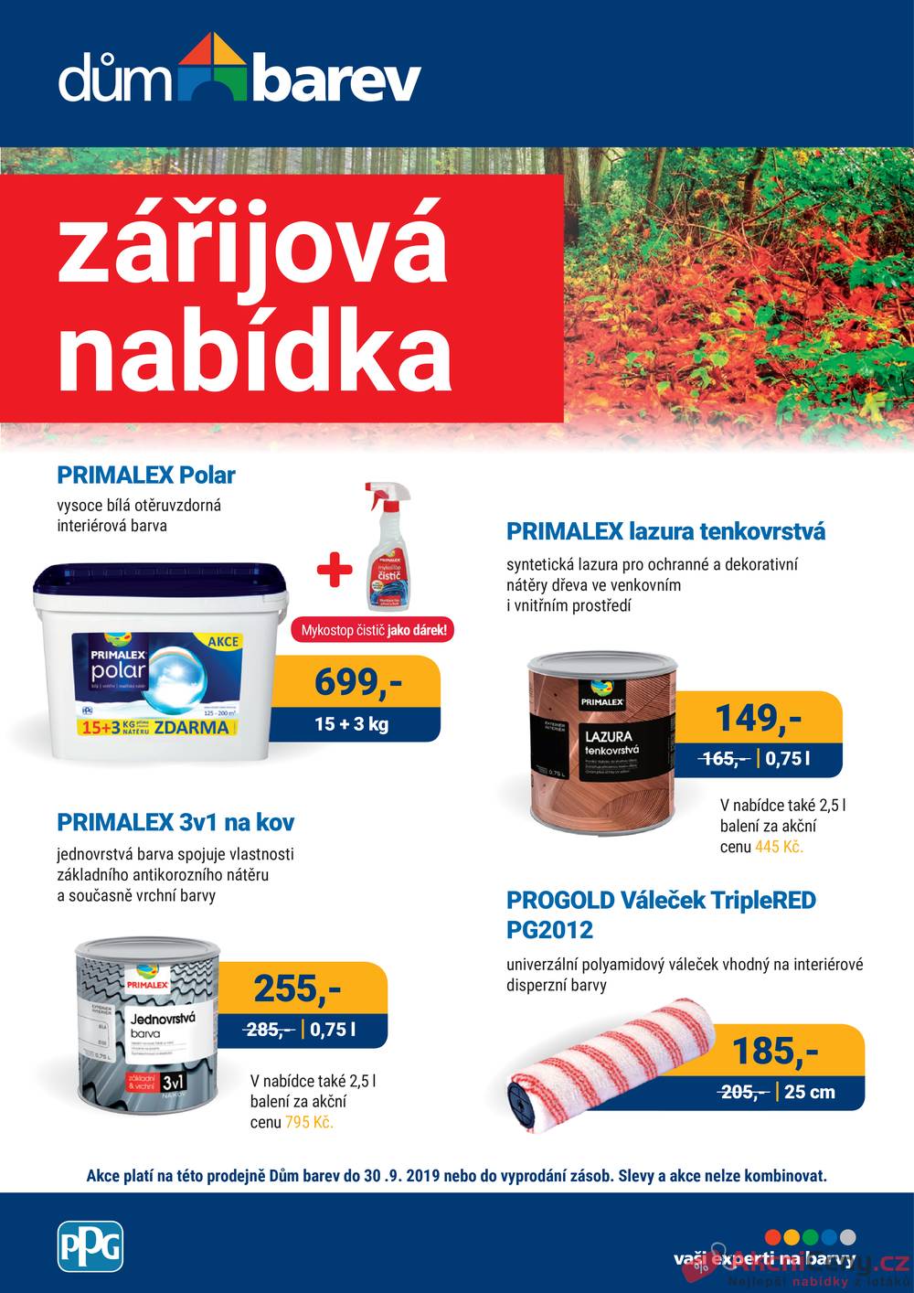 Leták Dům barev - Dům barev od 1.9. do 30.9.2019 - strana 1 Leták Dům barev - Dům barev od 1.9. do 30.9.2019 - strana 1